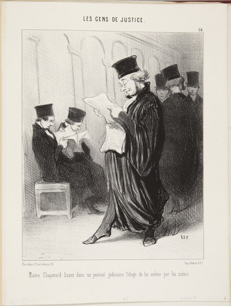 Master Chapotard Reading in a Judicial Newspaper the Praise of Himself by Himself by Honoré Daumier