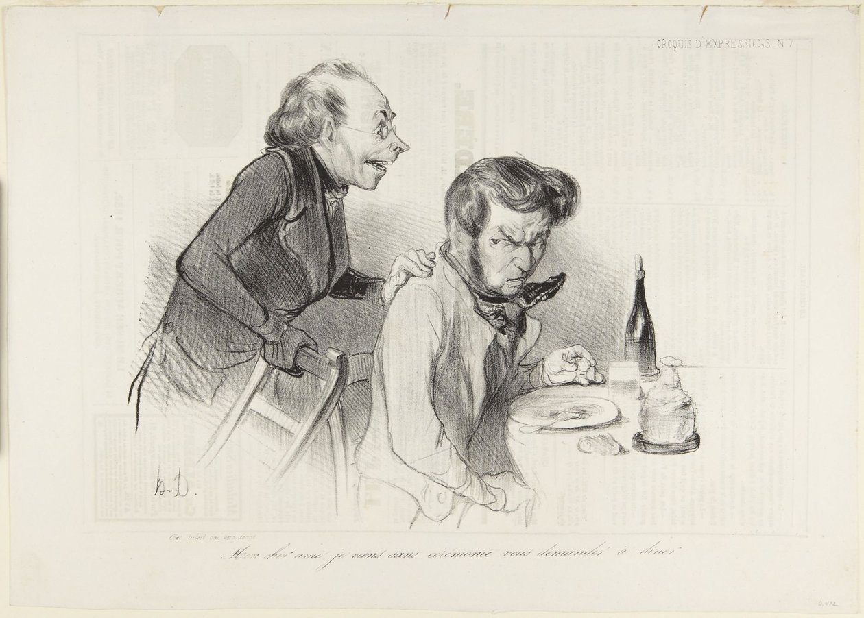 My dear friend, I come without ceremony to ask you to dinner by Honoré Daumier