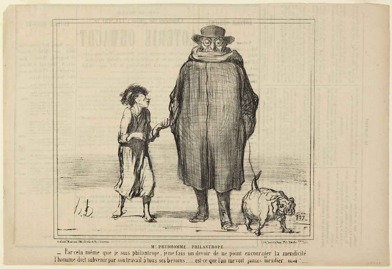 Mr. Prudhomme, Philanthropist, number 291 from the series Actualités from Le Charivari by Honoré Daumier