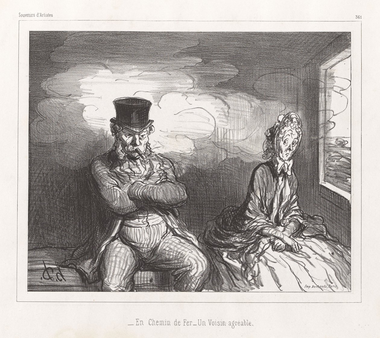 On the Railway, a Pleasant Neighbor, from the Journal Souvenirs d