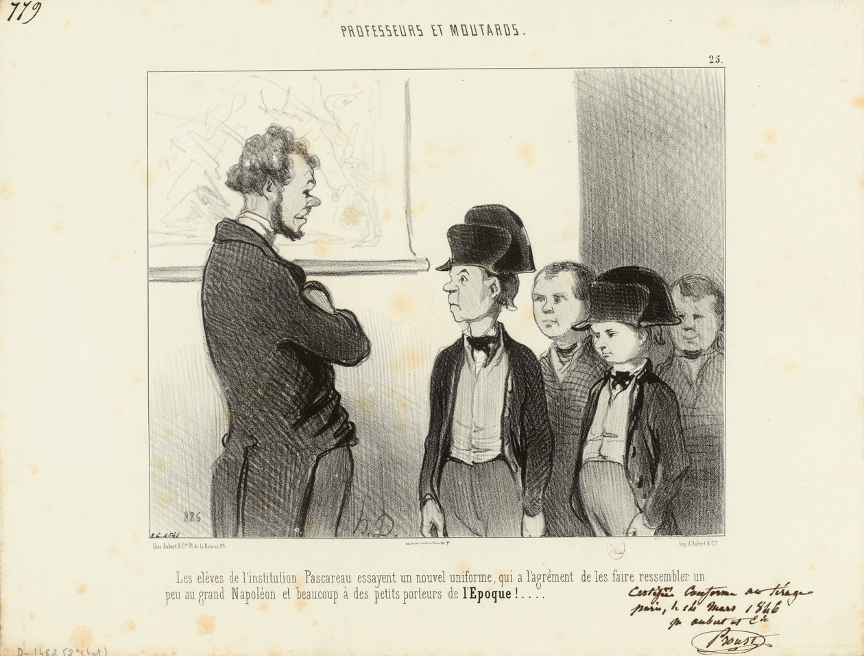 Teachers and Brats. The pupils of the Pascareau institution try out a new uniform... 25. by Honoré Daumier