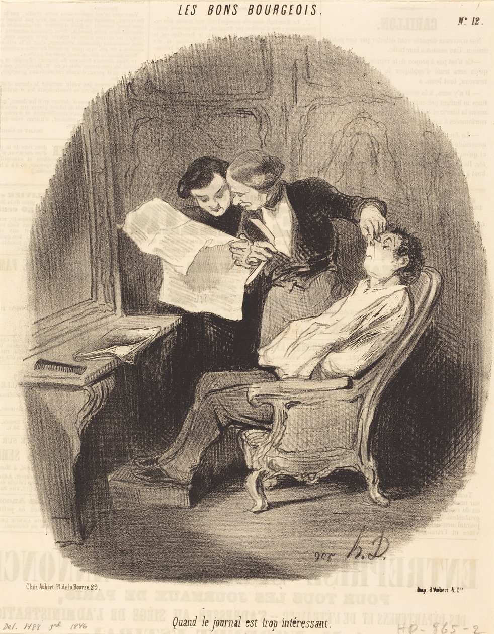 When the Newspaper is Too Interesting by Honoré Daumier