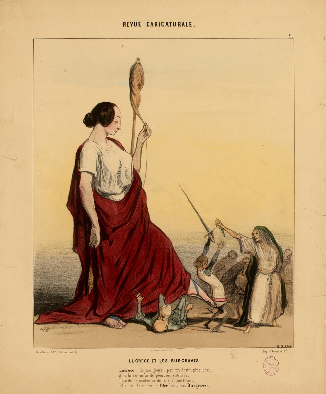 Caricature Review No. 9: Lucretia and the Burgraves. Lucretia, Nowadays, by a More Beautiful Destiny... by Honoré Daumier