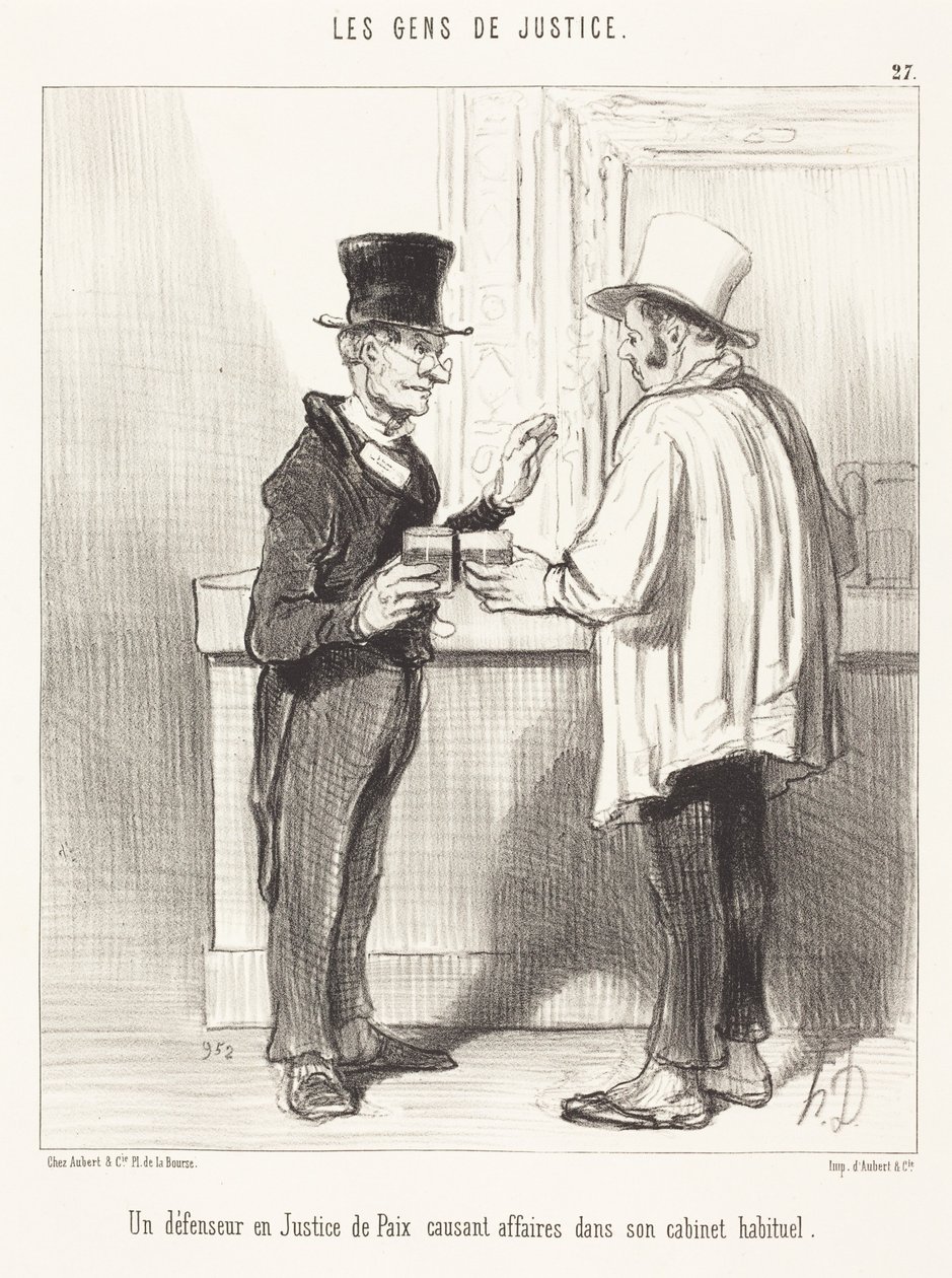 A Defender... chatting... in his usual office by Honoré Daumier