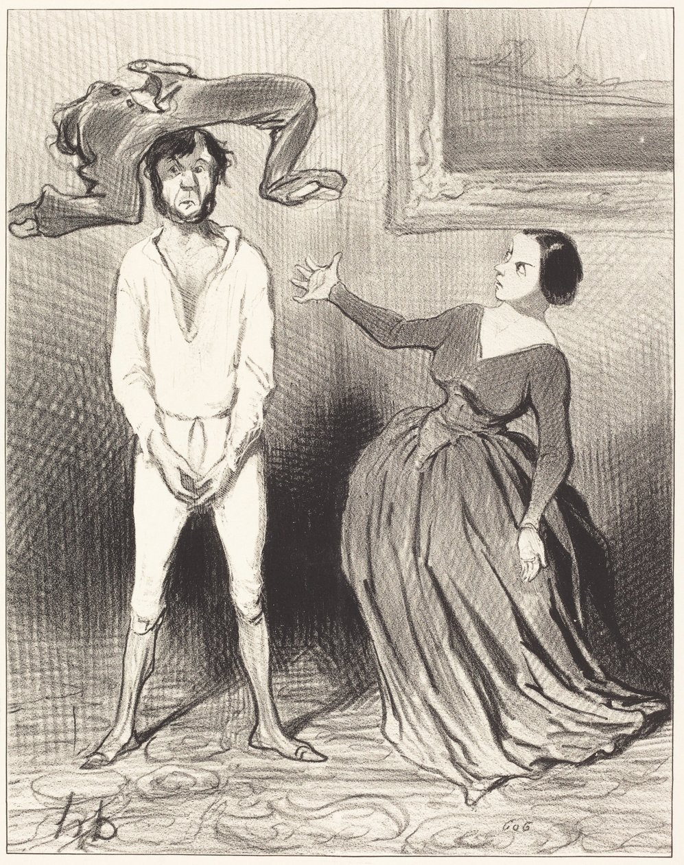 A Woman Like Me... Fixing a Button?... by Honoré Daumier