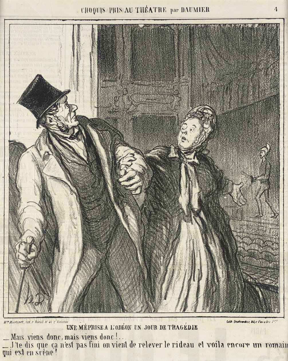 A Misunderstanding at the Odéon... by Honoré Daumier