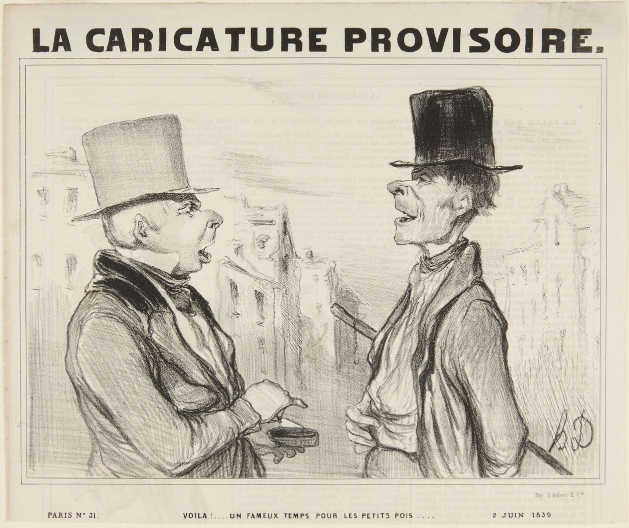 Voila! A Famous Time for Peas..., number 3 from the series Parisian Types from The Provisional Caricature by Honoré Daumier