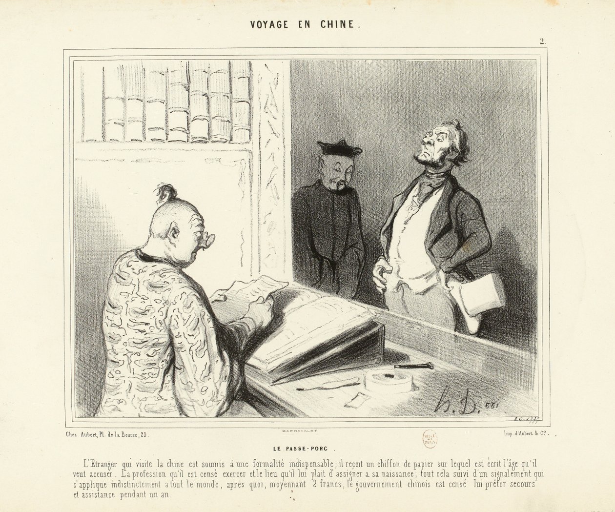 Journey to China No. 2: The Pig Pass. The Foreigner Visiting China... by Honoré Daumier