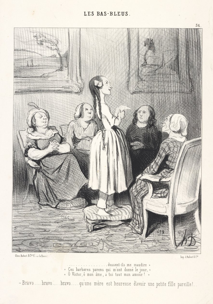 ...let them curse me! These barbaric parents who gave me life, O Victor, O my soul, all my love to you! Bravo...bravo...bravo...how happy a mother is to have such a little girl! by Honoré Daumier