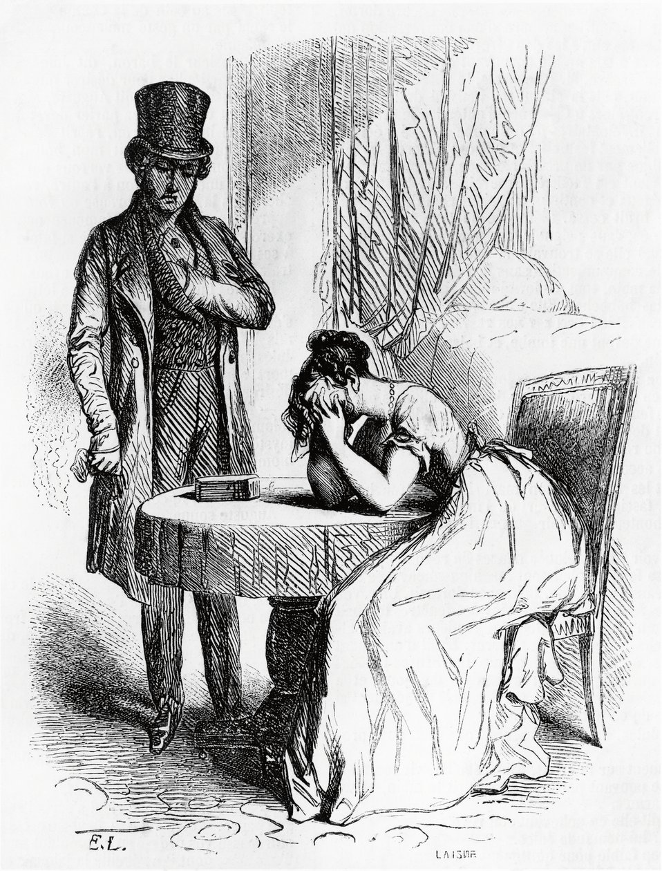 Woman in Despair Under Gaze of Man, Illustration from Ferragus by Honore de Balzac by Honore de Balzac