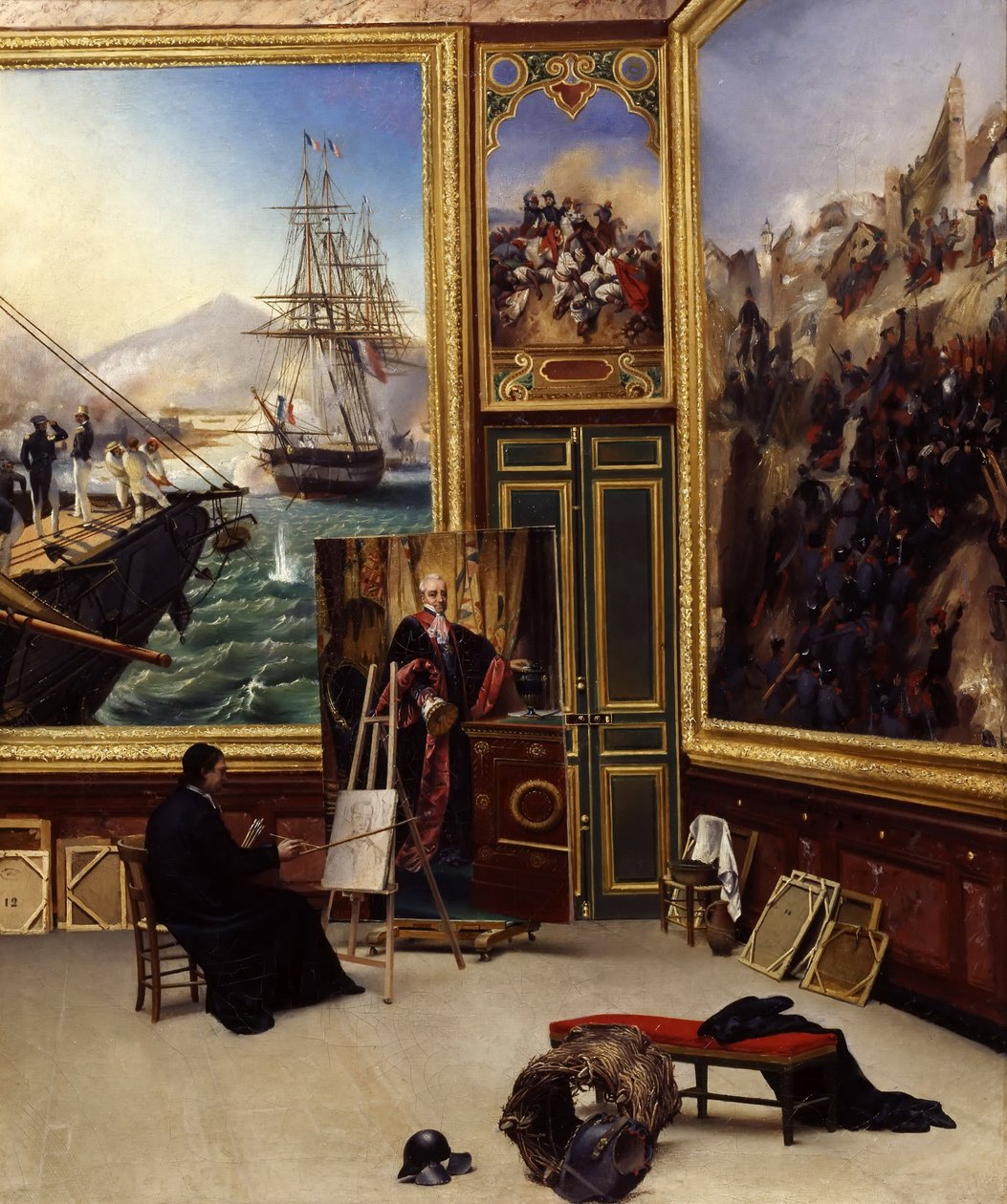Brother Philippe Copying the Portrait of the Marquis de Fontanes in the Versailles Museum by Emile Jean Horace Vernet