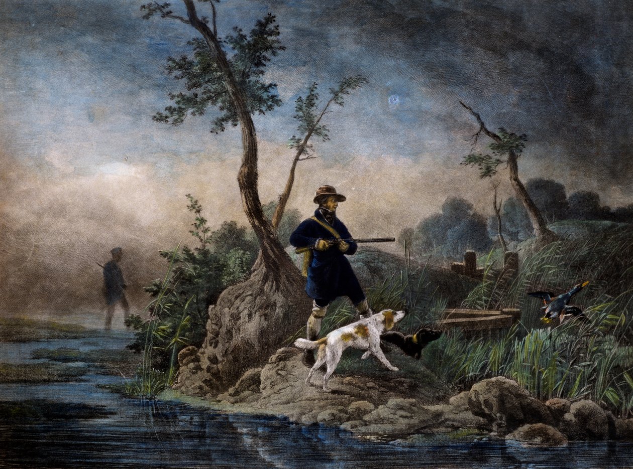Duck Hunting in Marsh by Emile Jean Horace Vernet