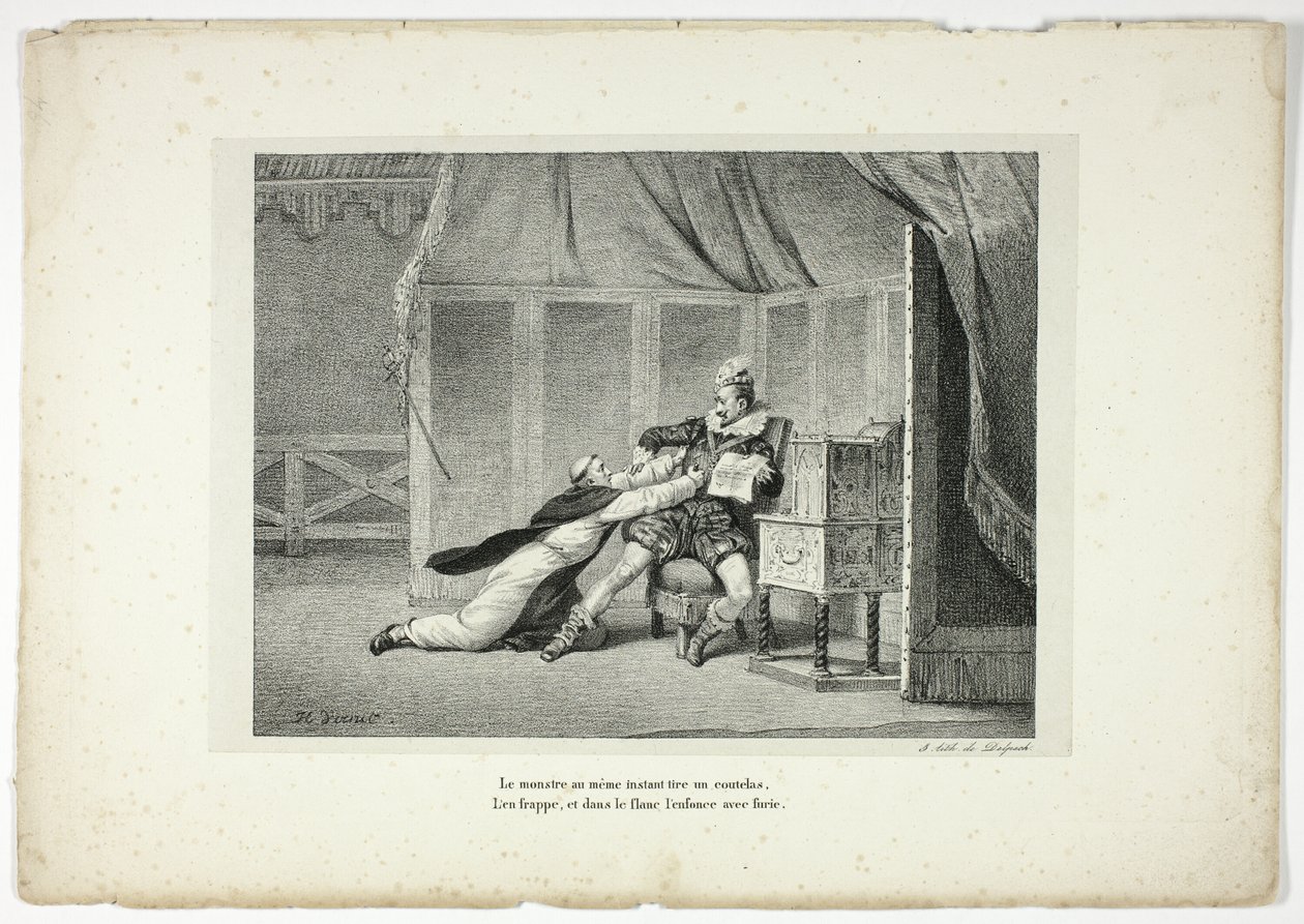 The monster at the same moment draws a cutlass... by Horace Vernet
