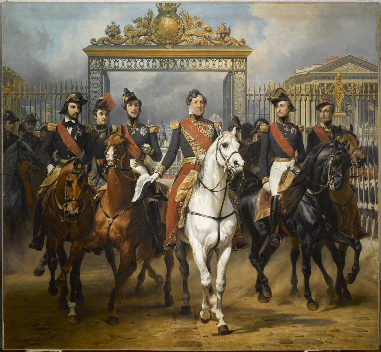 King Louis-Philippe Surrounded by His Five Sons Exiting the Honor Gate of the Palace of Versailles After Reviewing the Military, June 10, 1837 by Horace Vernet