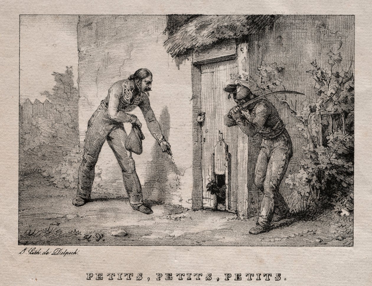 Marauders Maraudeurs. Petits! Petits! Petits! by Emile Jean Horace Vernet