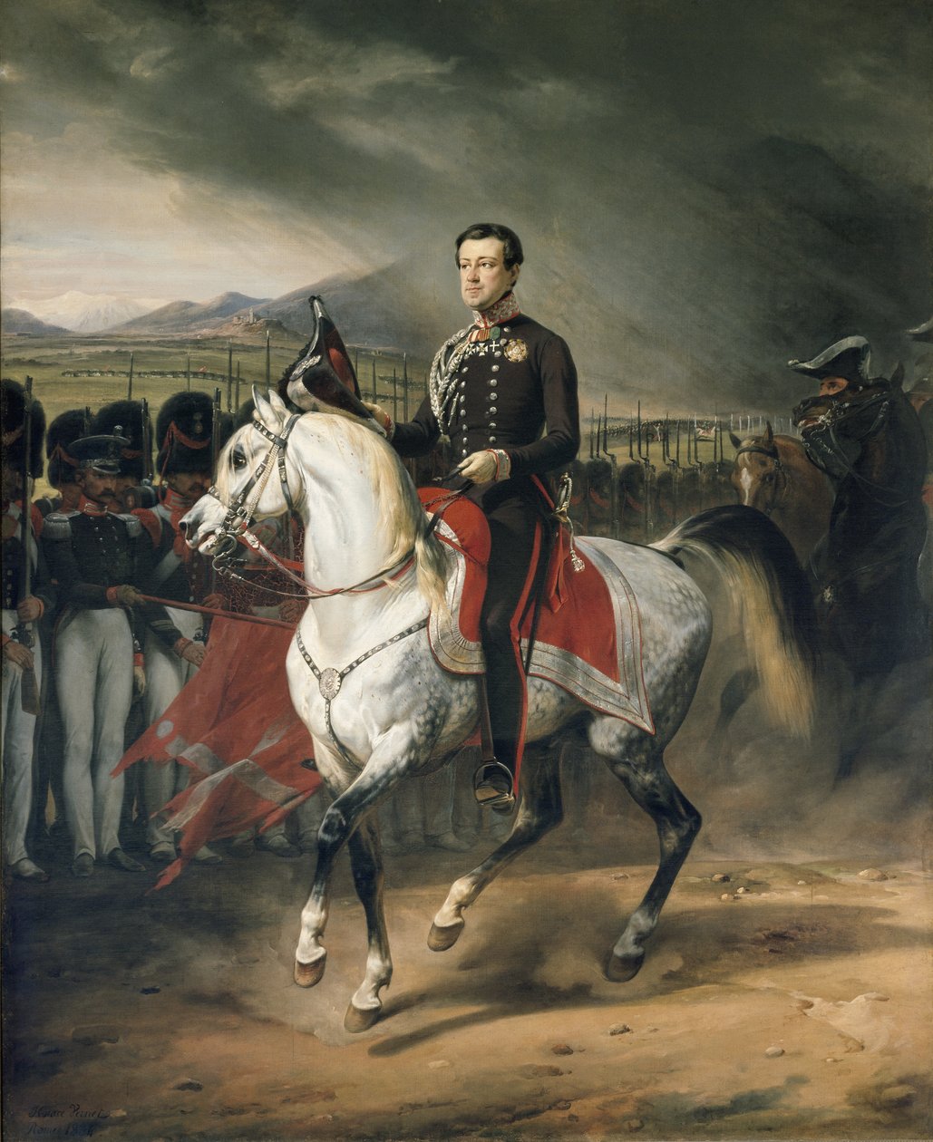 Portrait of Carlo Alberto Amedeo of Savoy, King of Sardinia, on Horseback by Horace Vernet