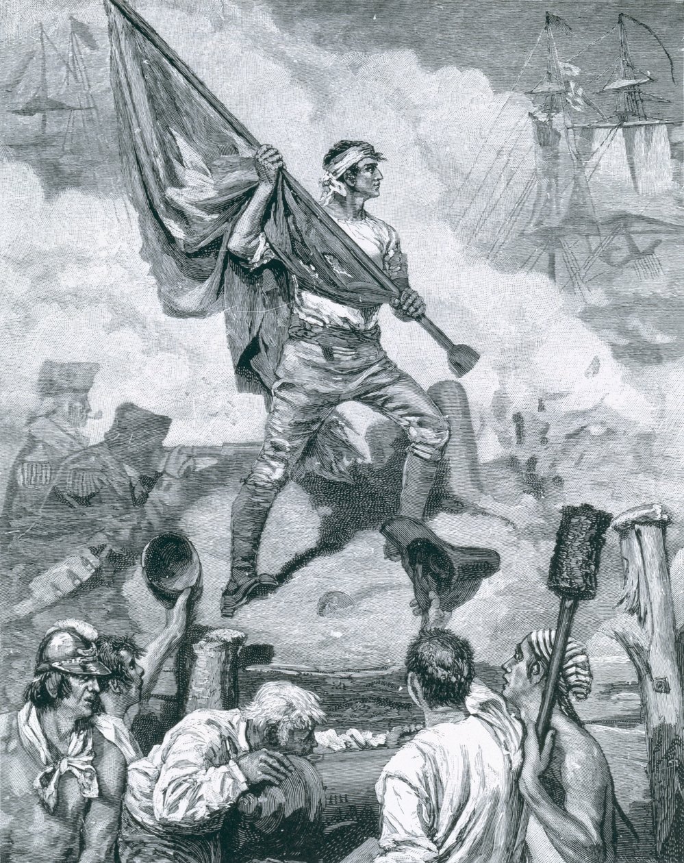 Sergeant Jasper at the Battle of Fort Moultrie, June 28th 1776, Illustration from 