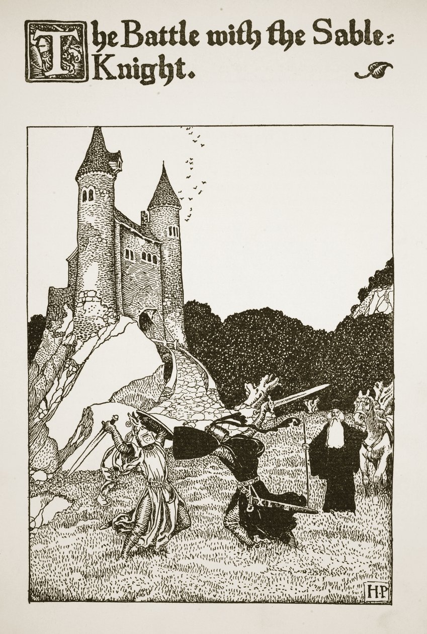 The Battle with the Sable Knight, illustration from 'The Story of King ...