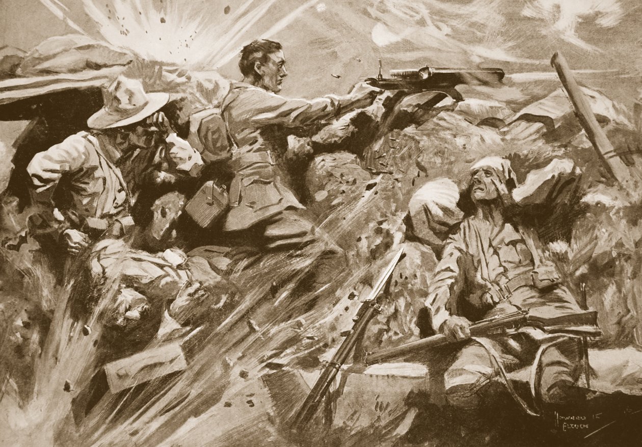 Private Cooke Continues to Fire His Machine-Gun After Every Member of the Gun Team Had Been Killed or Wounded by Howard K. Elcock