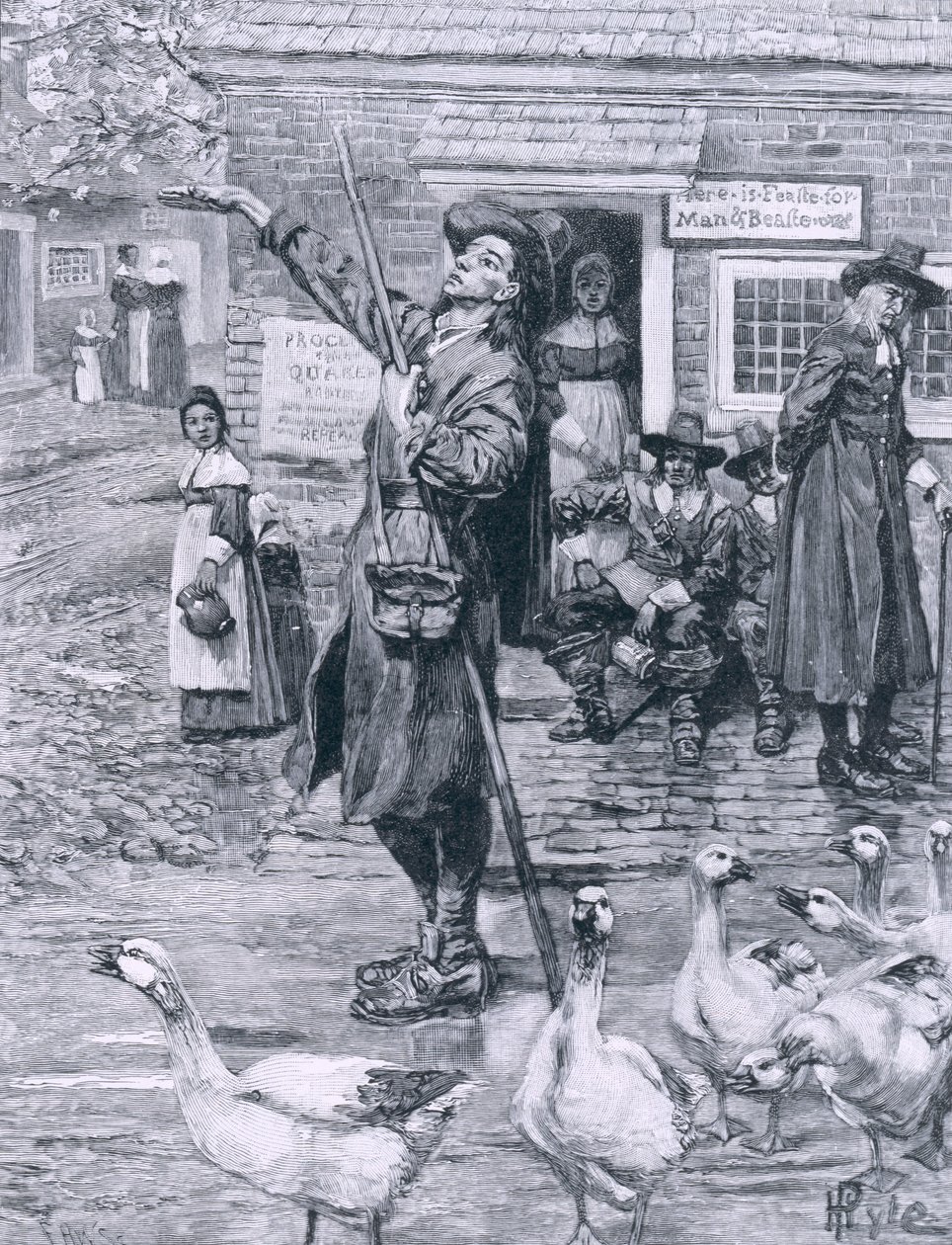 A Quaker Exhorter in New England, Illustration from 