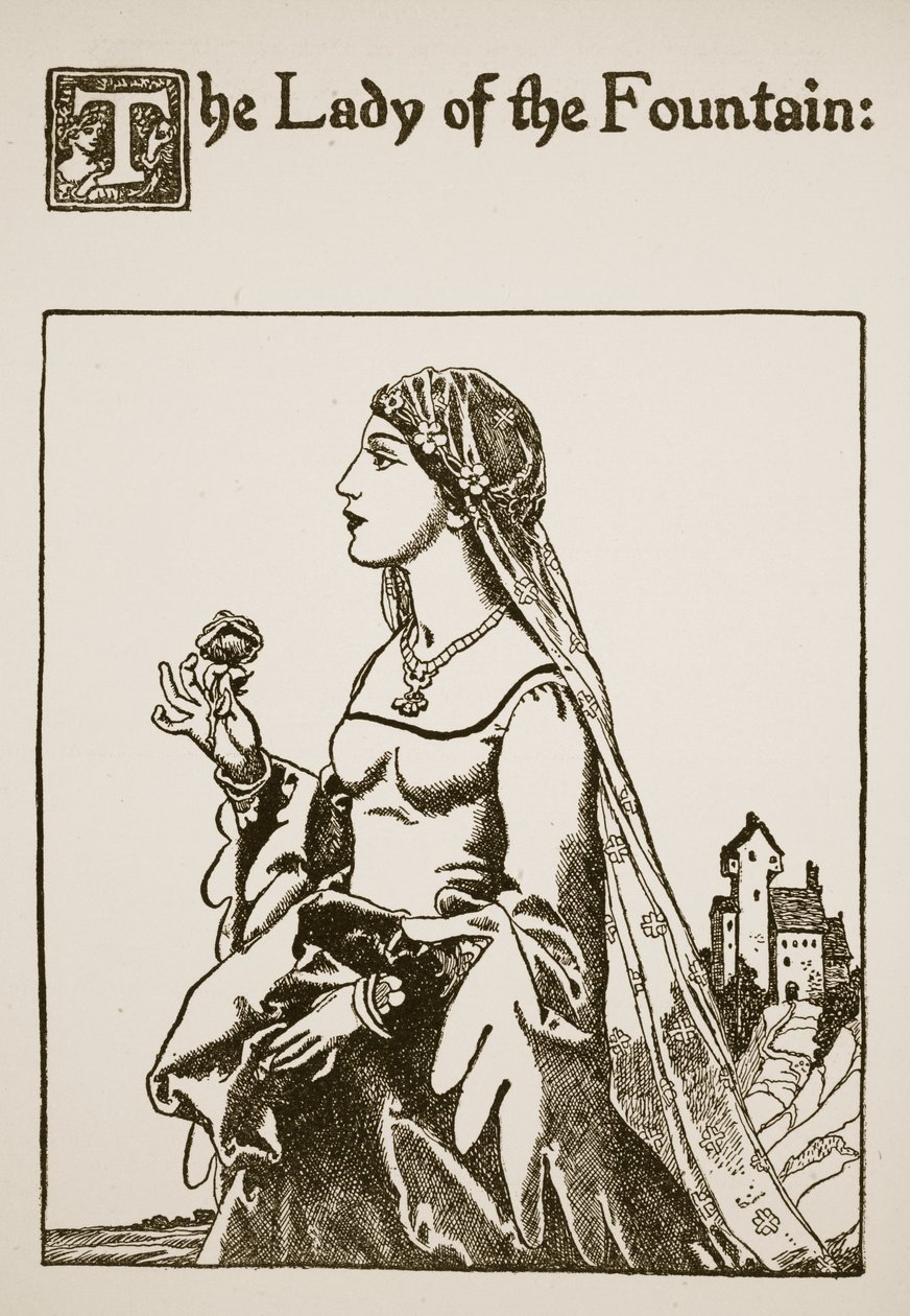 The Lady of the Fountain, Illustration from The Story of Sir Launcelot and His Companions, 1907 by Howard Pyle