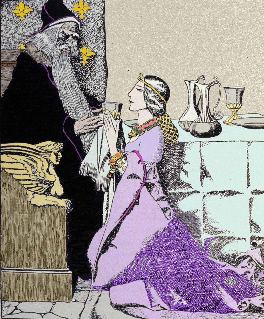 Viviane Captivates Merlin the Enchanter, Illustration by Howard Pyle by Howard Pyle