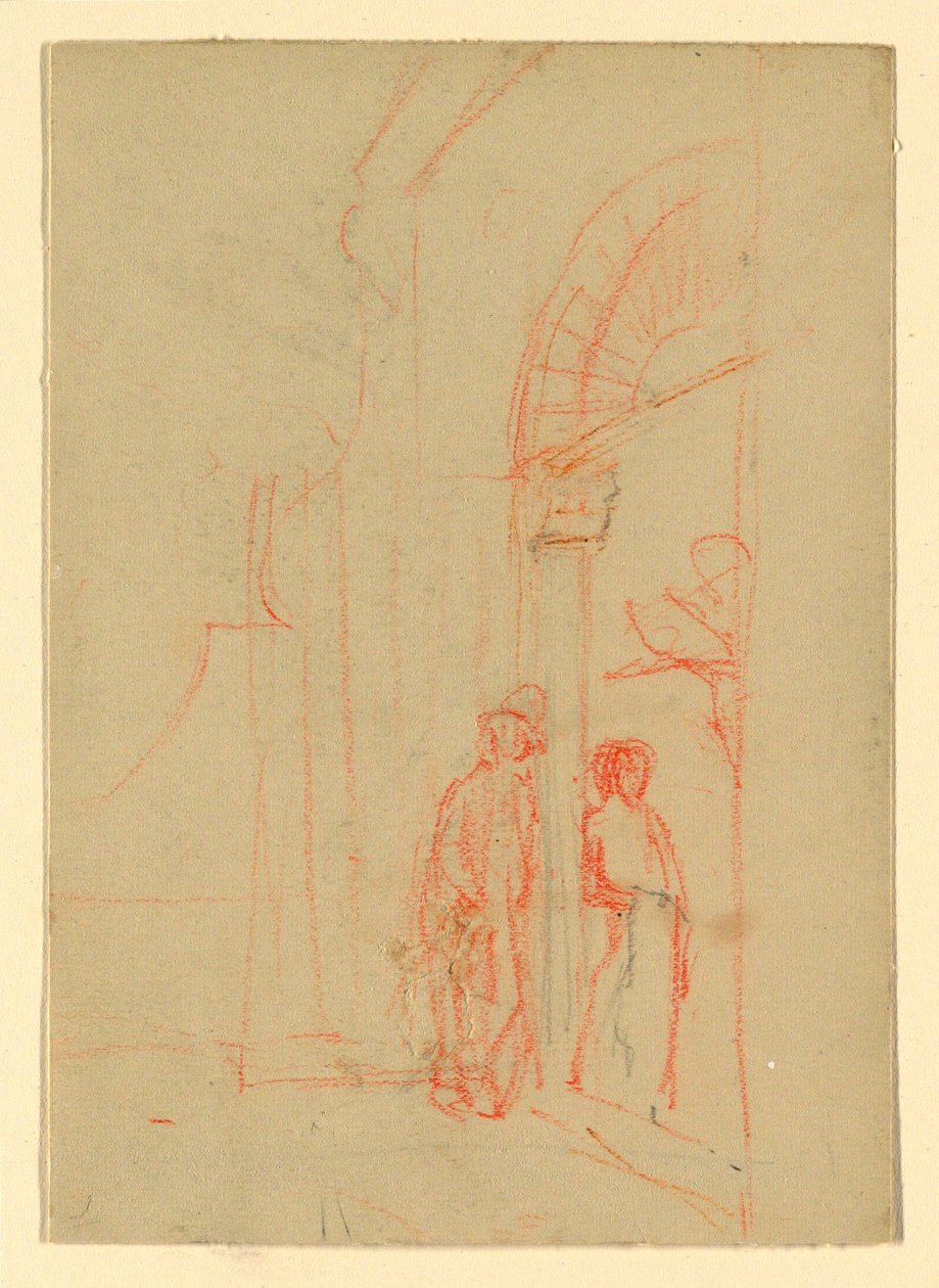 Sketch: At a Gate, possibly 1888 by Howard Russell Butler