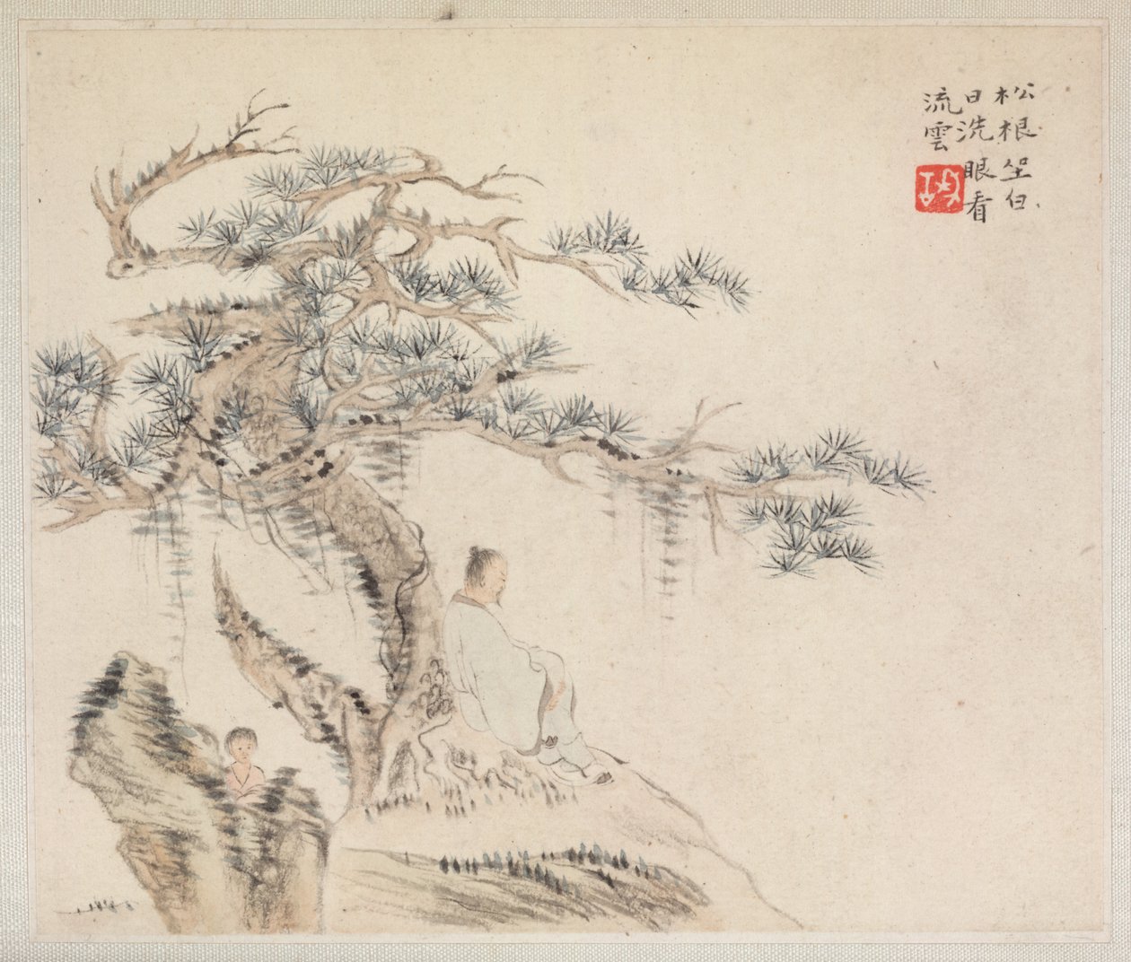 Album of Landscape Paintings Illustrating Old Poems: An Old Man Sits under a Pine Tree by Hua Yan