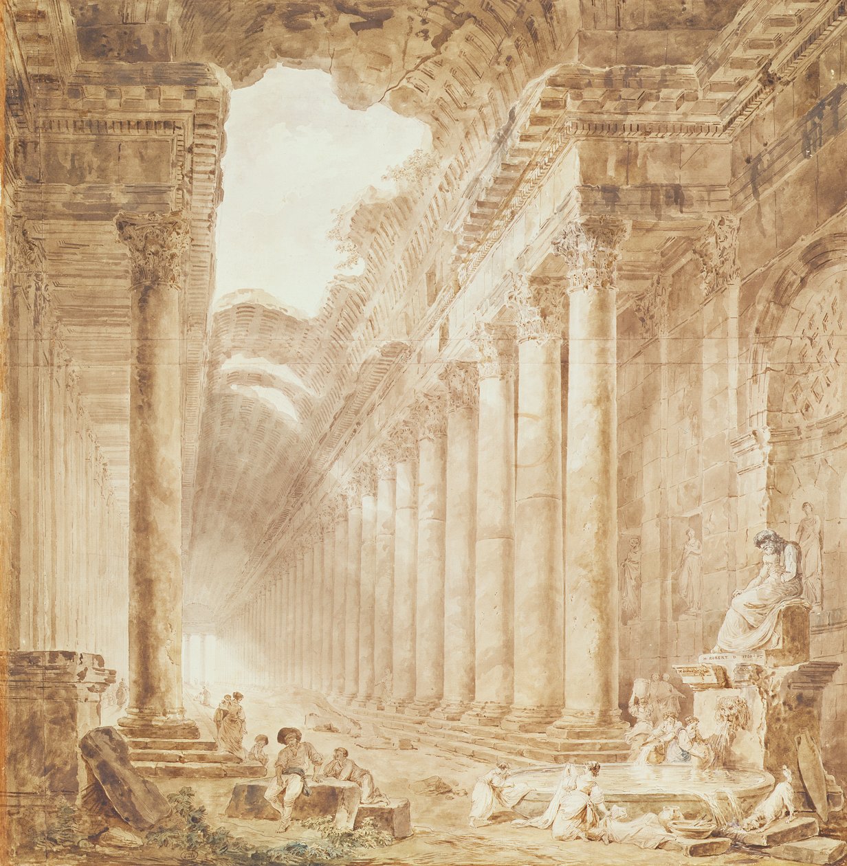 A Colonnade in Ruins by Hubert Robert
