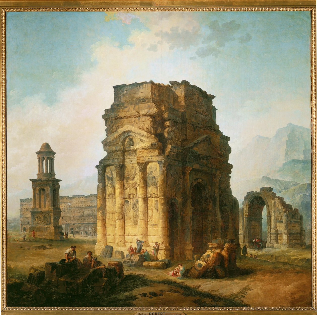 The Arc de Triomphe and the Theatre of Orange by Hubert (circle of) Robert