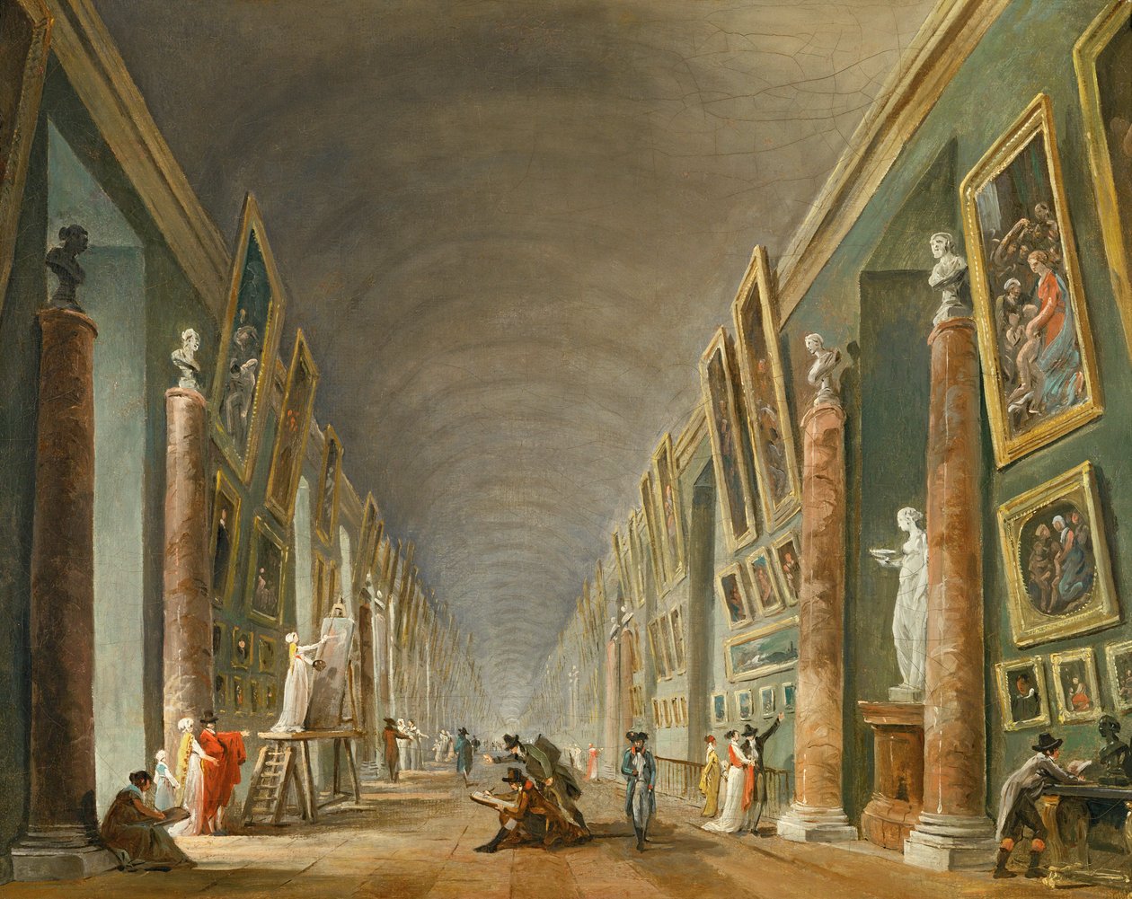 The Great Gallery of the Louvre Between 1801 and 1805 by Hubert (circle of) Robert