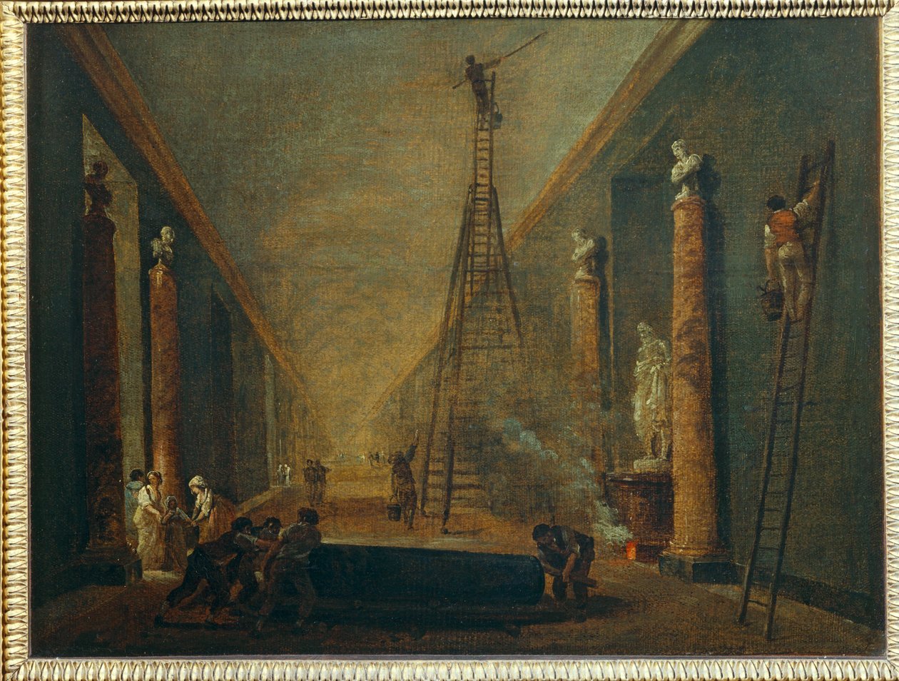 The Grand Gallery During Restoration by Hubert (circle of) Robert