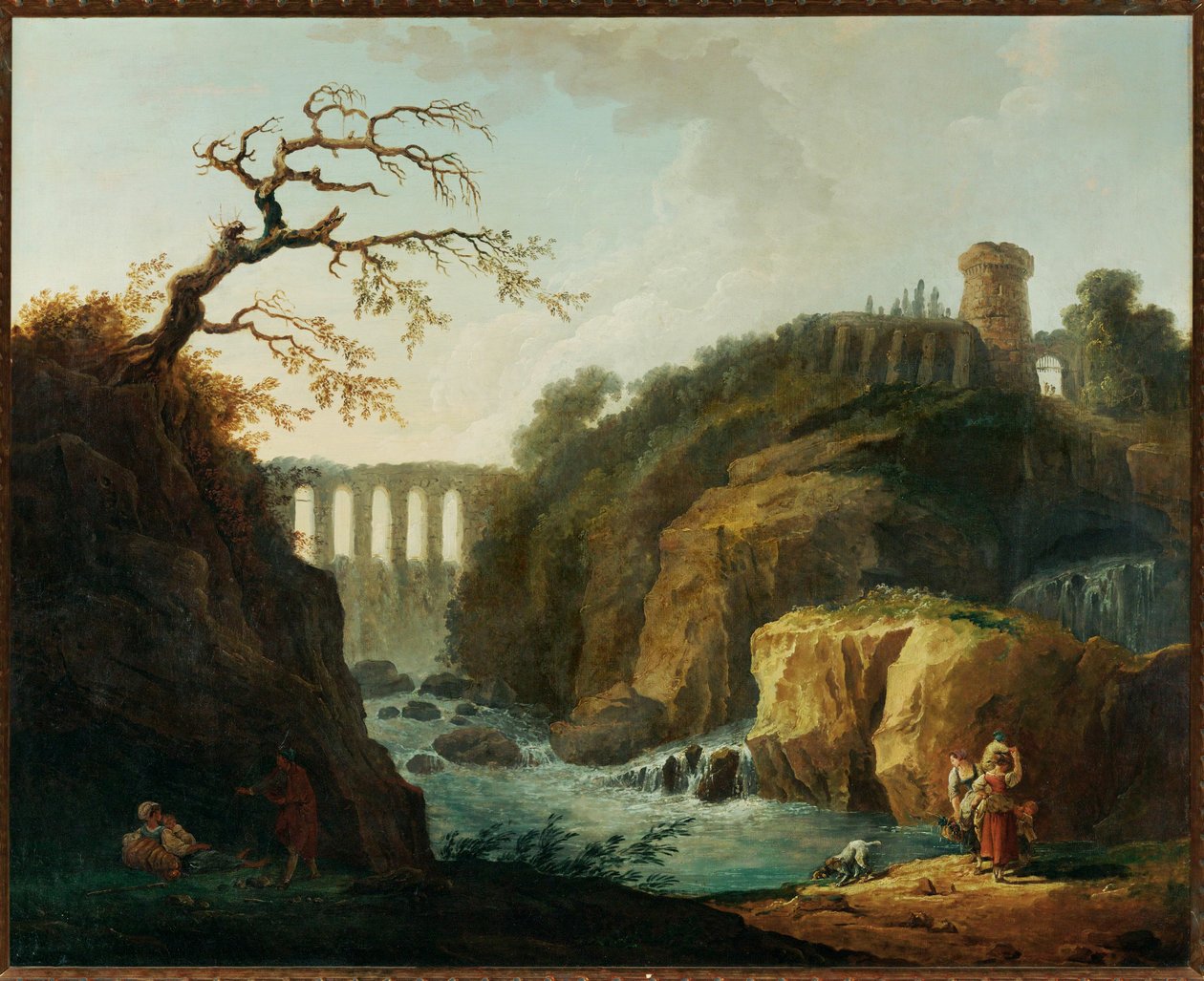 Landscape with Aqueduct and Torrent by Hubert (circle of) Robert