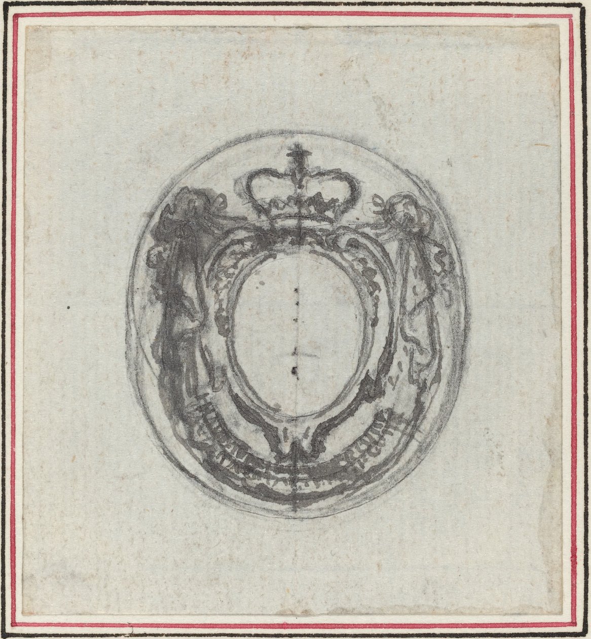 Armorial Cartouche with Crown and Swags by Hubert Francois Gravelot