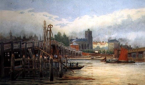 Old Putney Bridge by Hubert James Medlycott