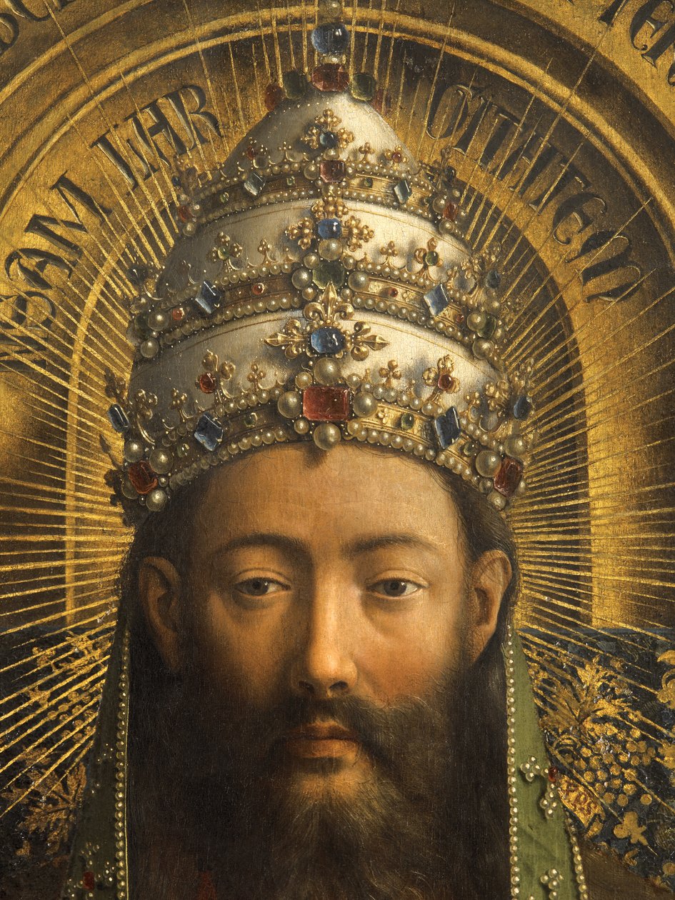 Detail of God the Father, central panel of the Ghent Altarpiece (oil on panel) by Hubert & Jan van (1390 1441) Eyck