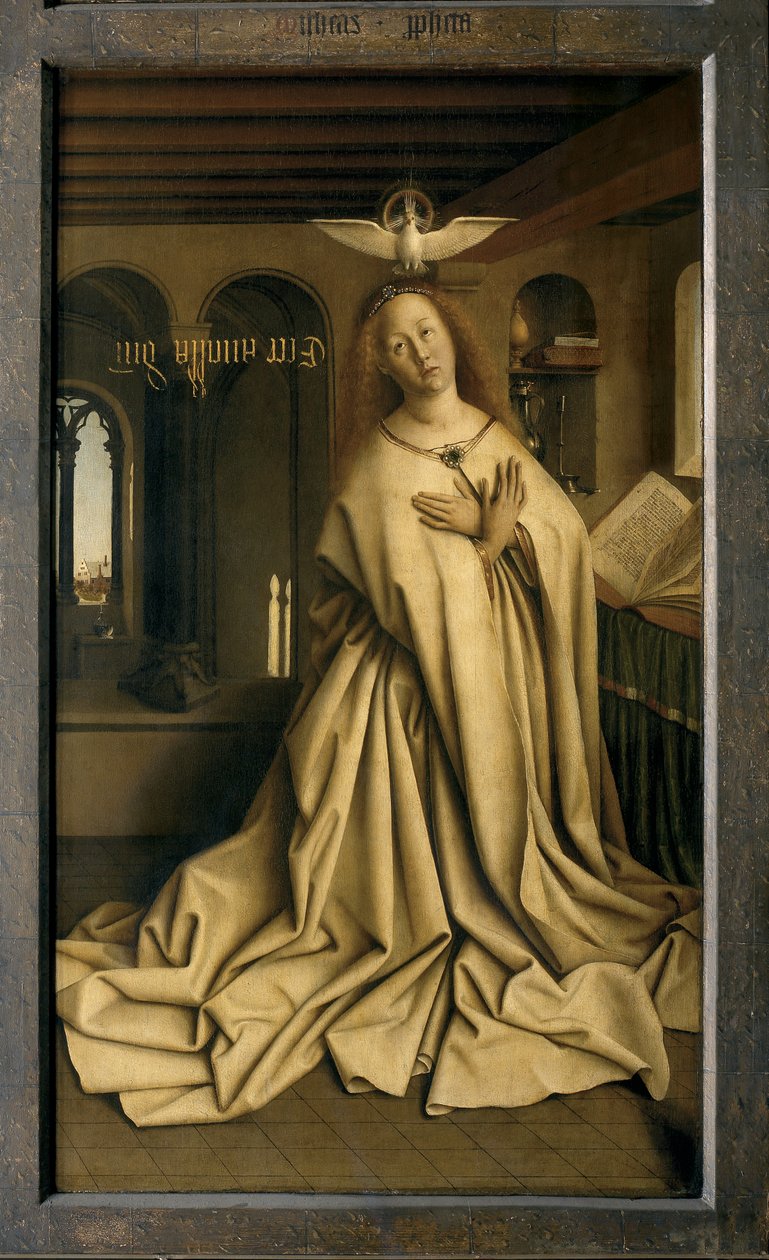The Angel Gabriel passes the Message to Maria (detail) by Hubert & Jan van (1390 1441) Eyck
