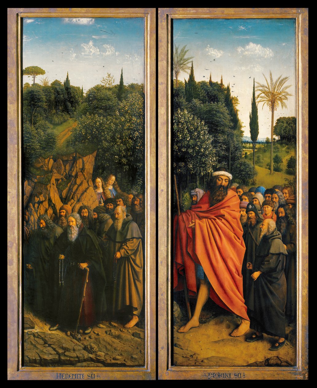 The Hermits and The Pilgrims guided by St. Christopher (detail) by Hubert & Jan van (1390 1441) Eyck