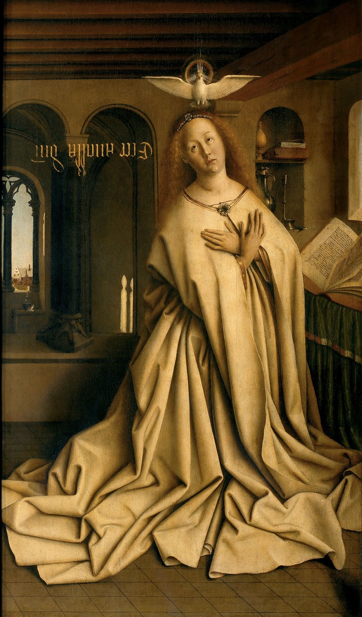 Virgin Annunciate, from the exterior of the right panel of the Ghent Altarpiece by Hubert & Jan van (1390 1441) Eyck