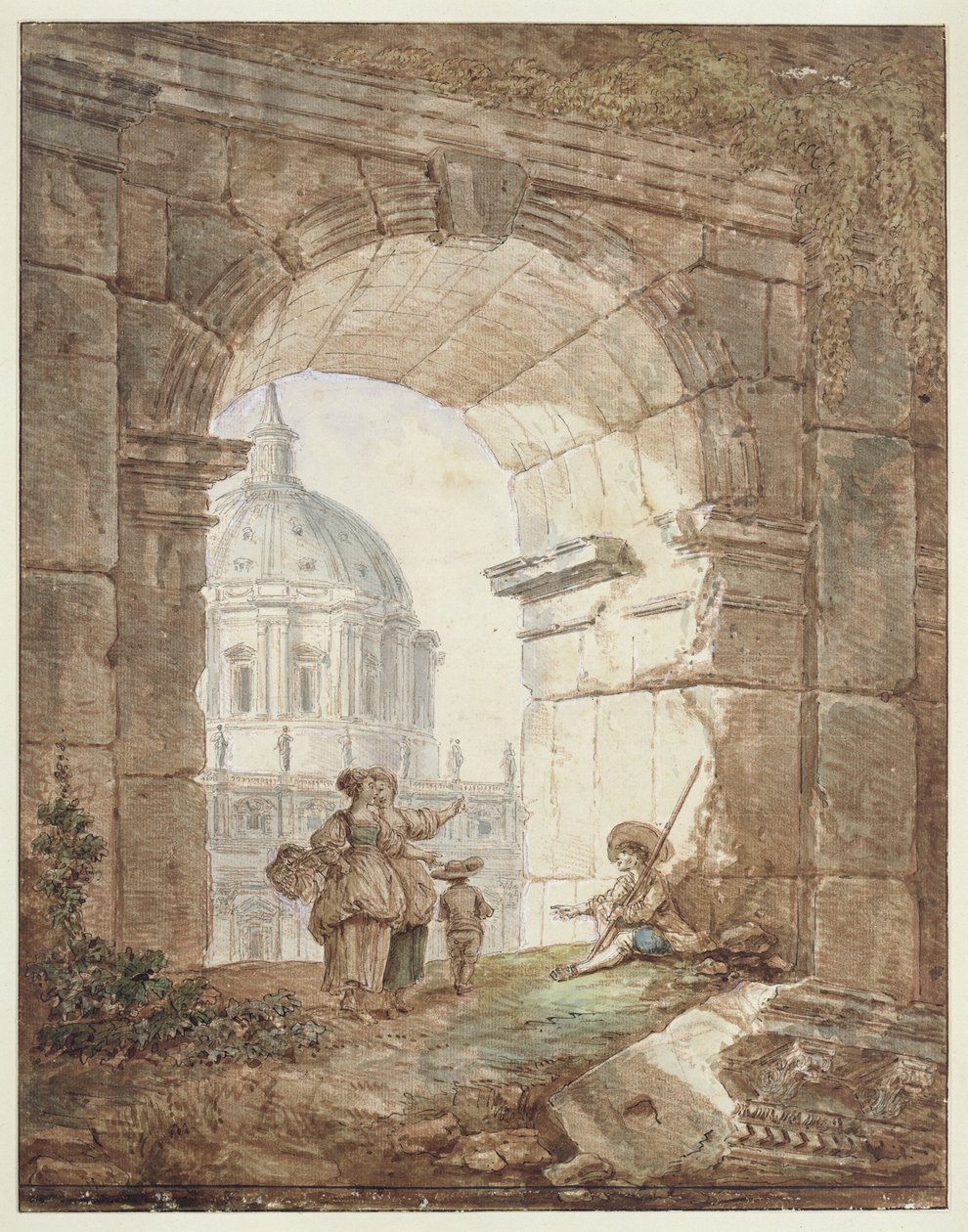 View of St. Peter in Rome (Architectural Capriccio) by Hubert Robert