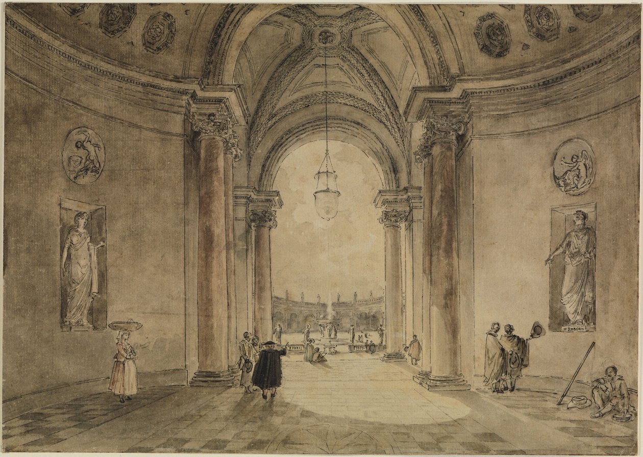 View through the Atrium of the Casino into the Garden Parterre of Villa Albani by Hubert Robert