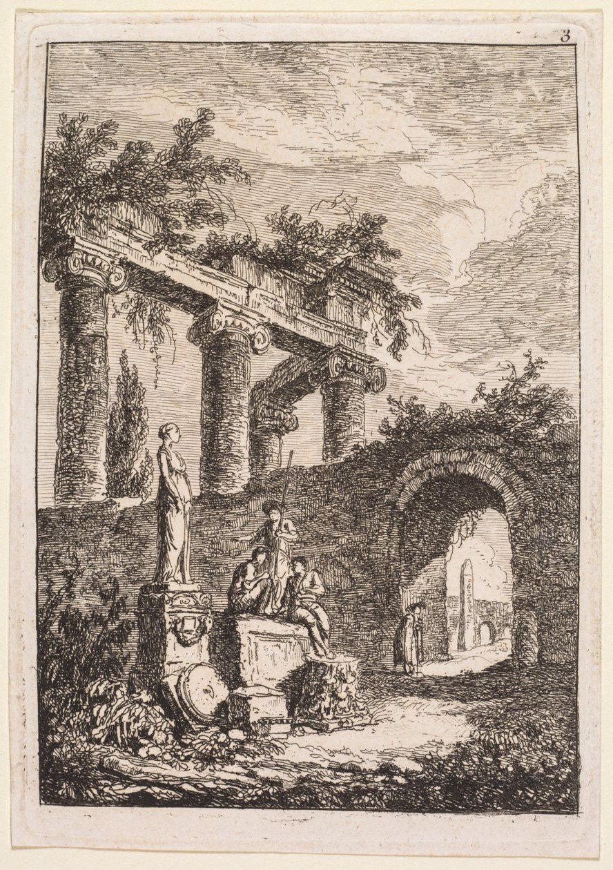 Evenings in Rome: The Statue in Front of Ruins by Hubert Robert