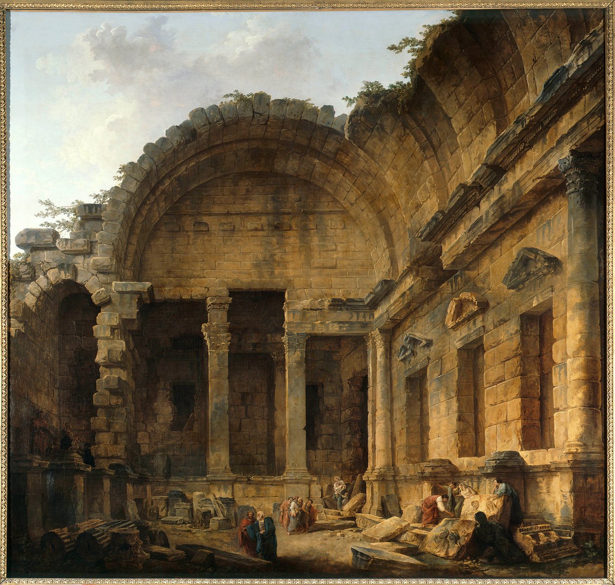 Interior of the Temple of Diana at Nimes. Painting by Hubert Robert by Hubert Robert