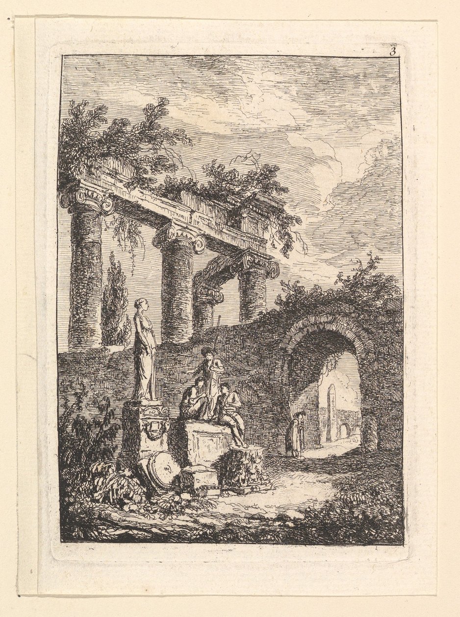 The Statue in Front of the Ruins by Hubert Robert
