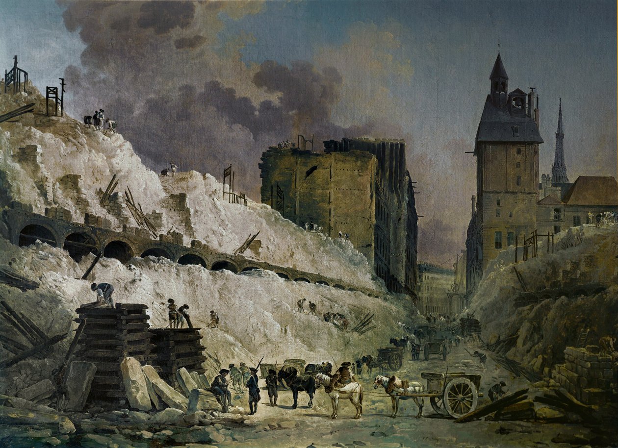 The Demolition of the Houses on Pont au Change, Paris by Hubert Robert