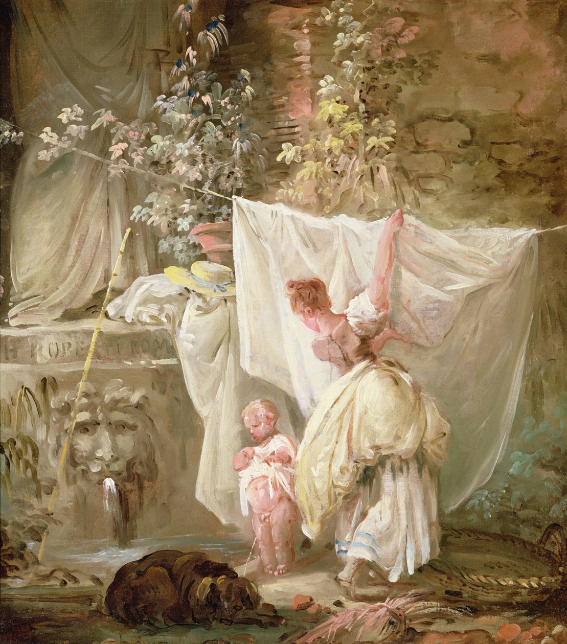 Laundress and Child, 1761 by Hubert Robert