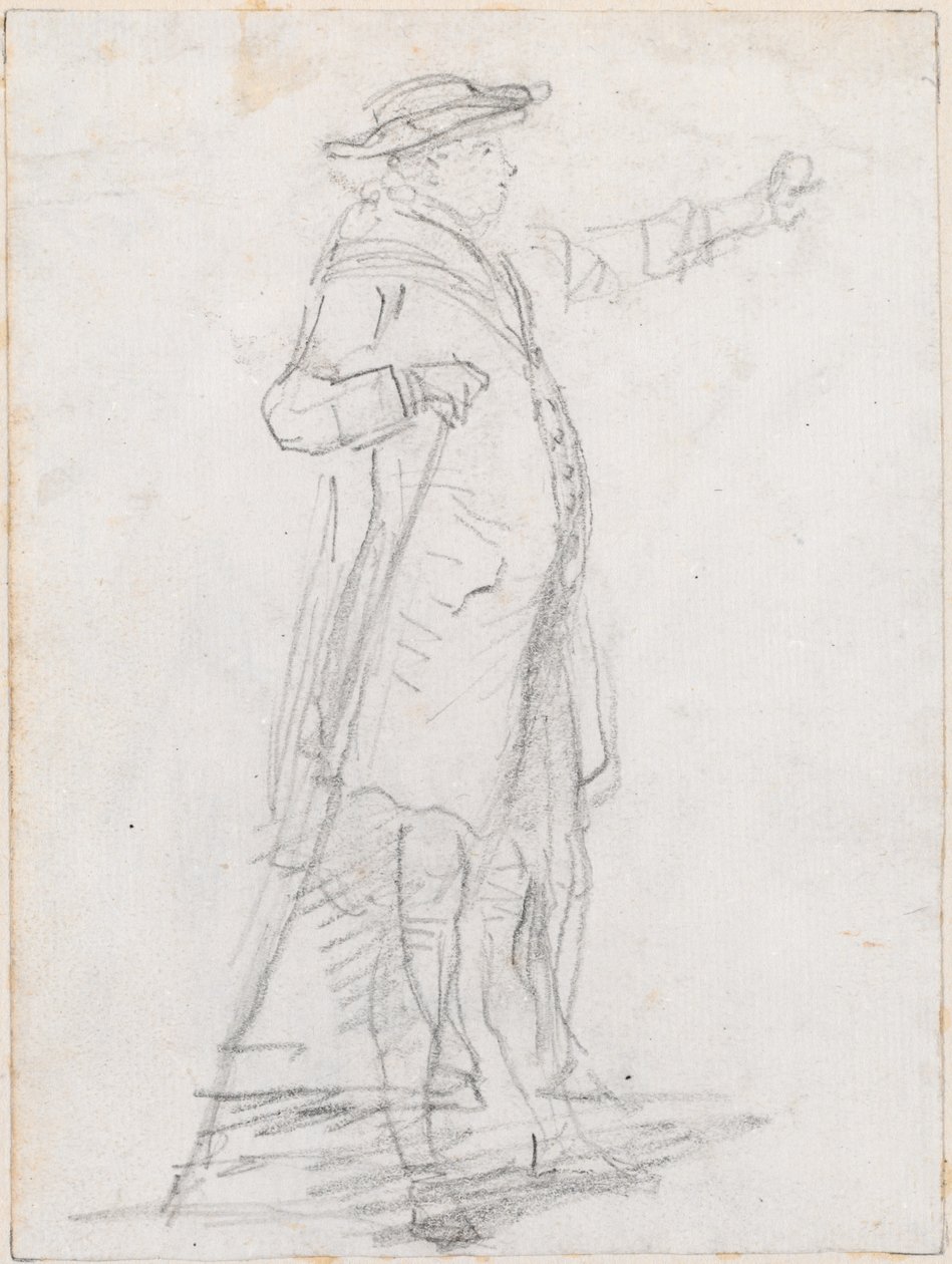Man with a Walking Stick, Seen in Profile by Hubert Robert