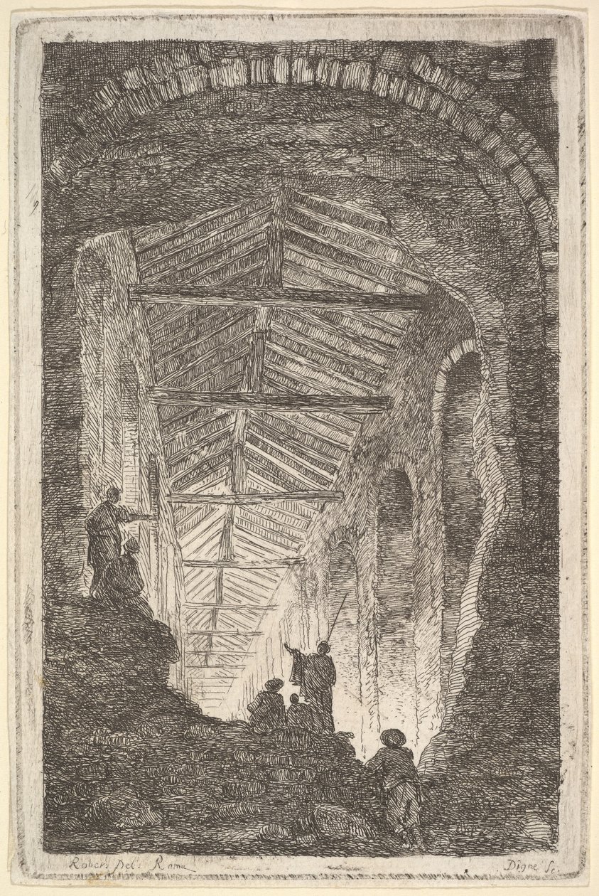 Plate 10: The Ancient Gallery: A Large Covered Gallery, Light Entering from the Back by Hubert Robert