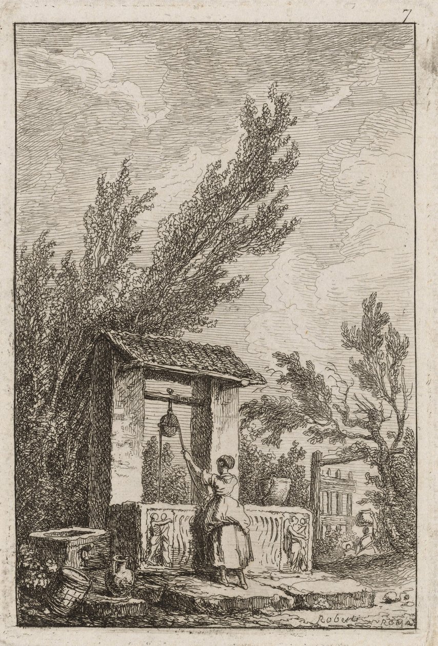 Plate Seven from Evenings in Rome by Hubert Robert