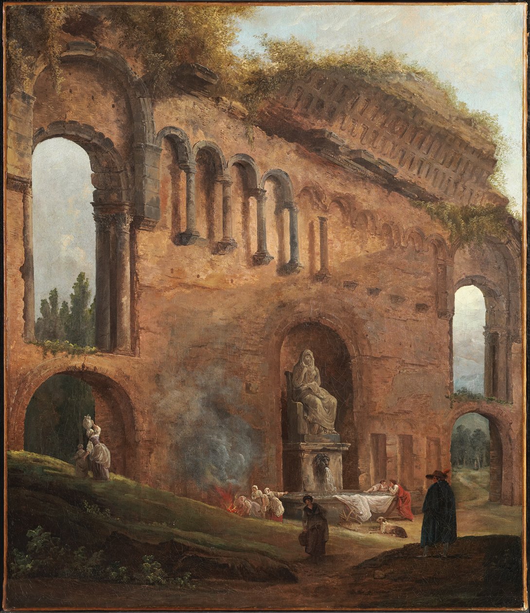 Roman Ruins with Laundresses by Hubert Robert